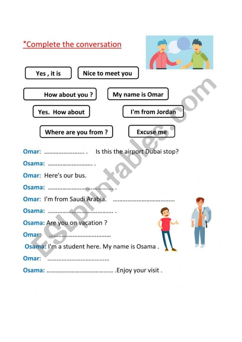 Free Printable Esl Conversation Worksheets