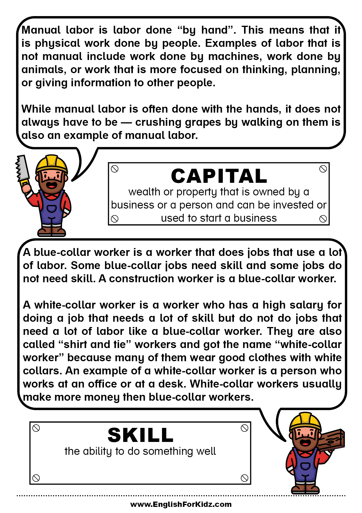 Business Reading Comprehension Worksheets