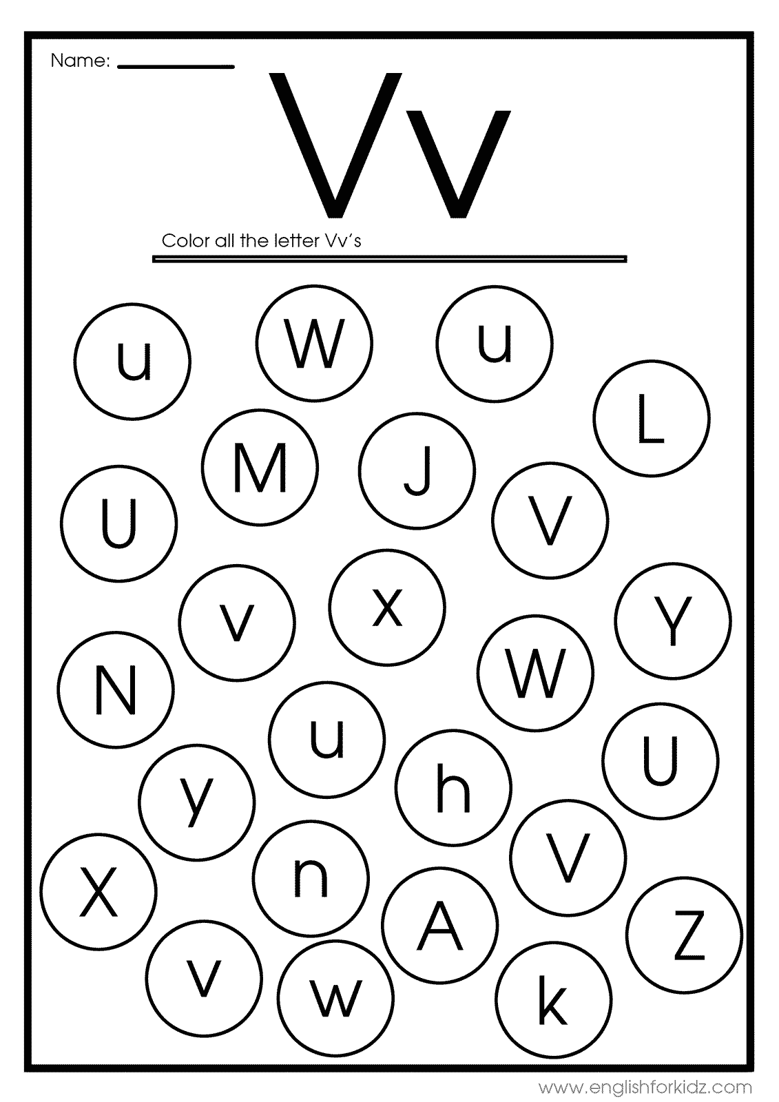 English For Kids Step By Step Letter V Worksheets Flash Cards 