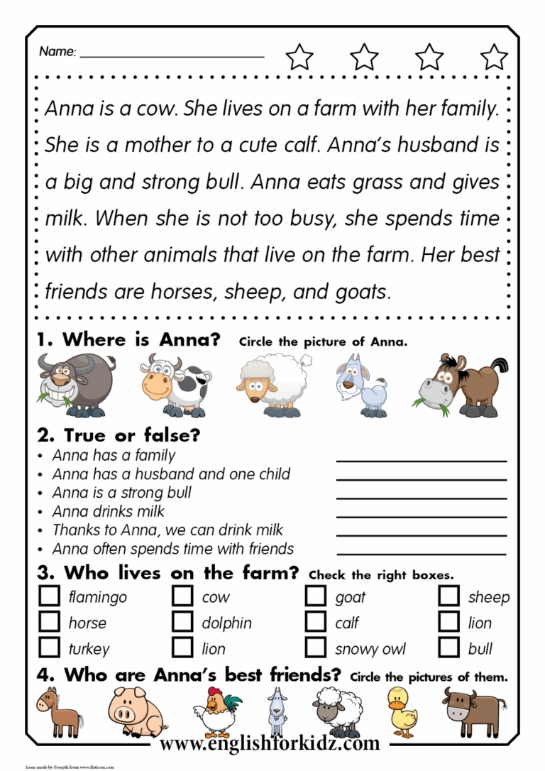 English For Kids Step By Step Reading Comprehension Kit Animal Passages Grades 1 3