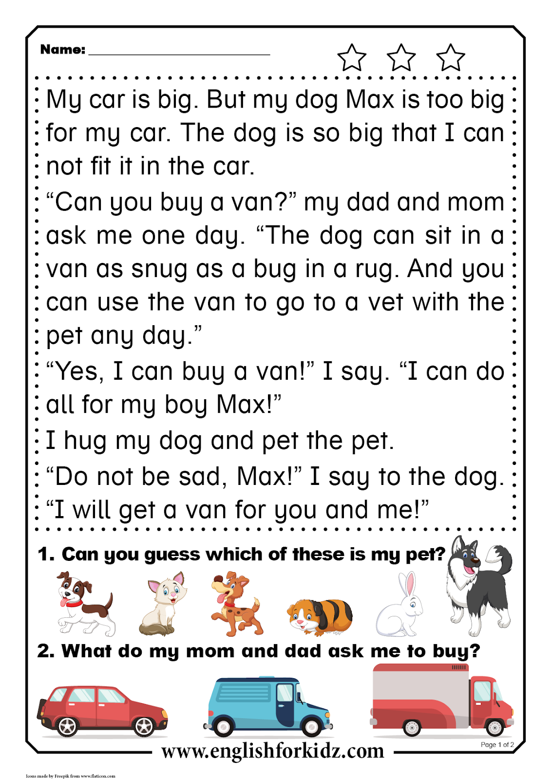 English For Kids Step By Step Reading Comprehension Worksheets Short Word Stories