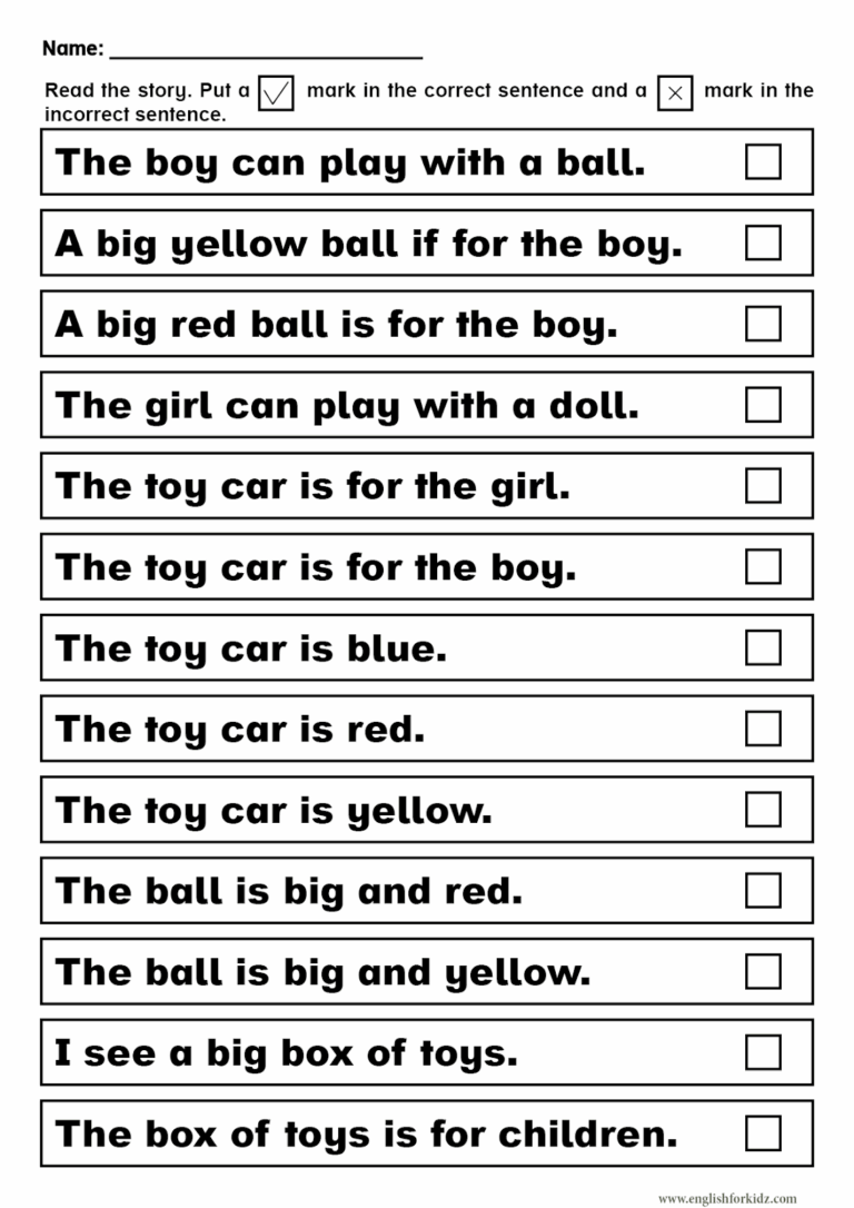 English For Kids Step By Step Sight Words Reading Passages And Worksheets Library