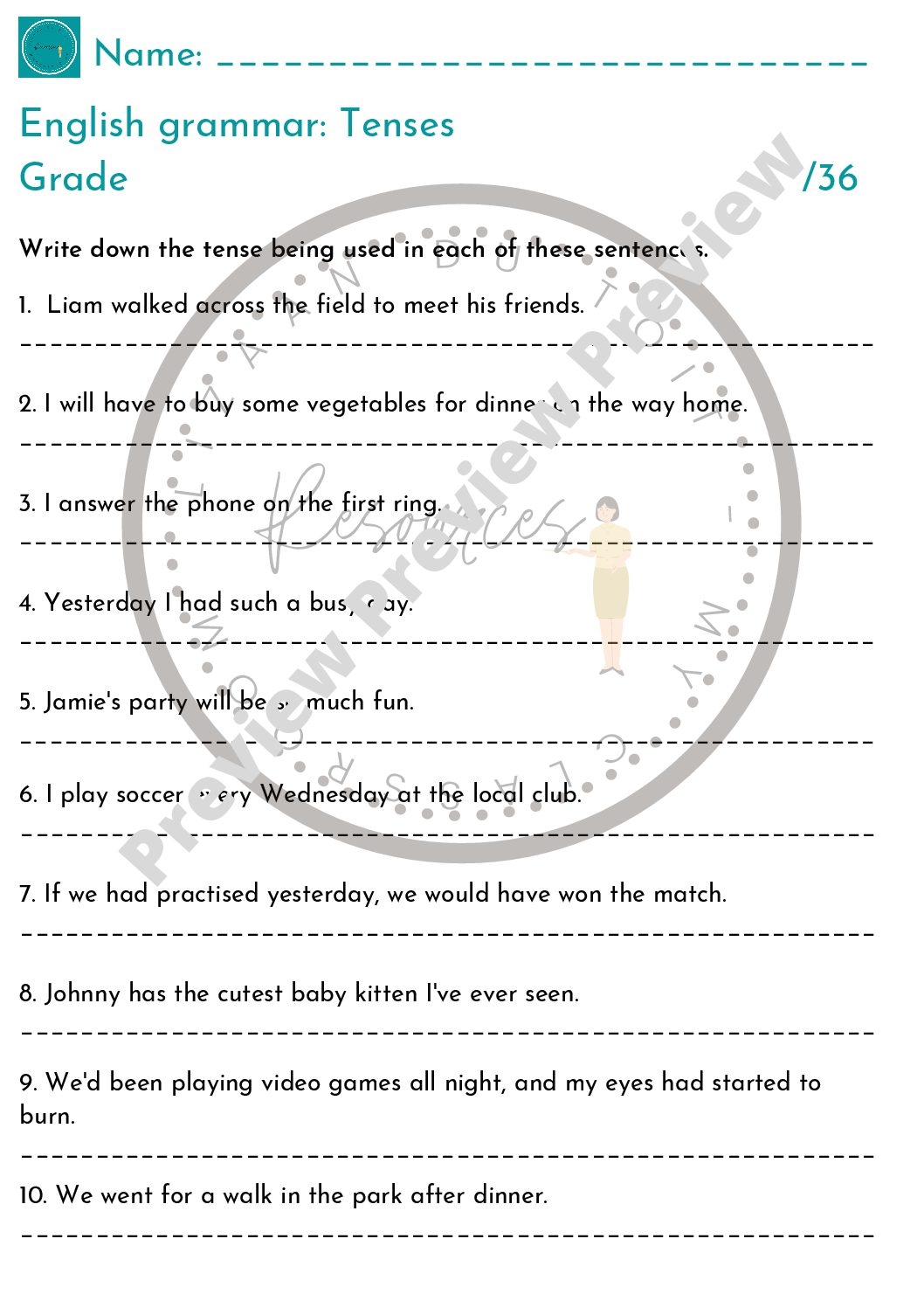 Free Printable 10th Grade Grammar Worksheets