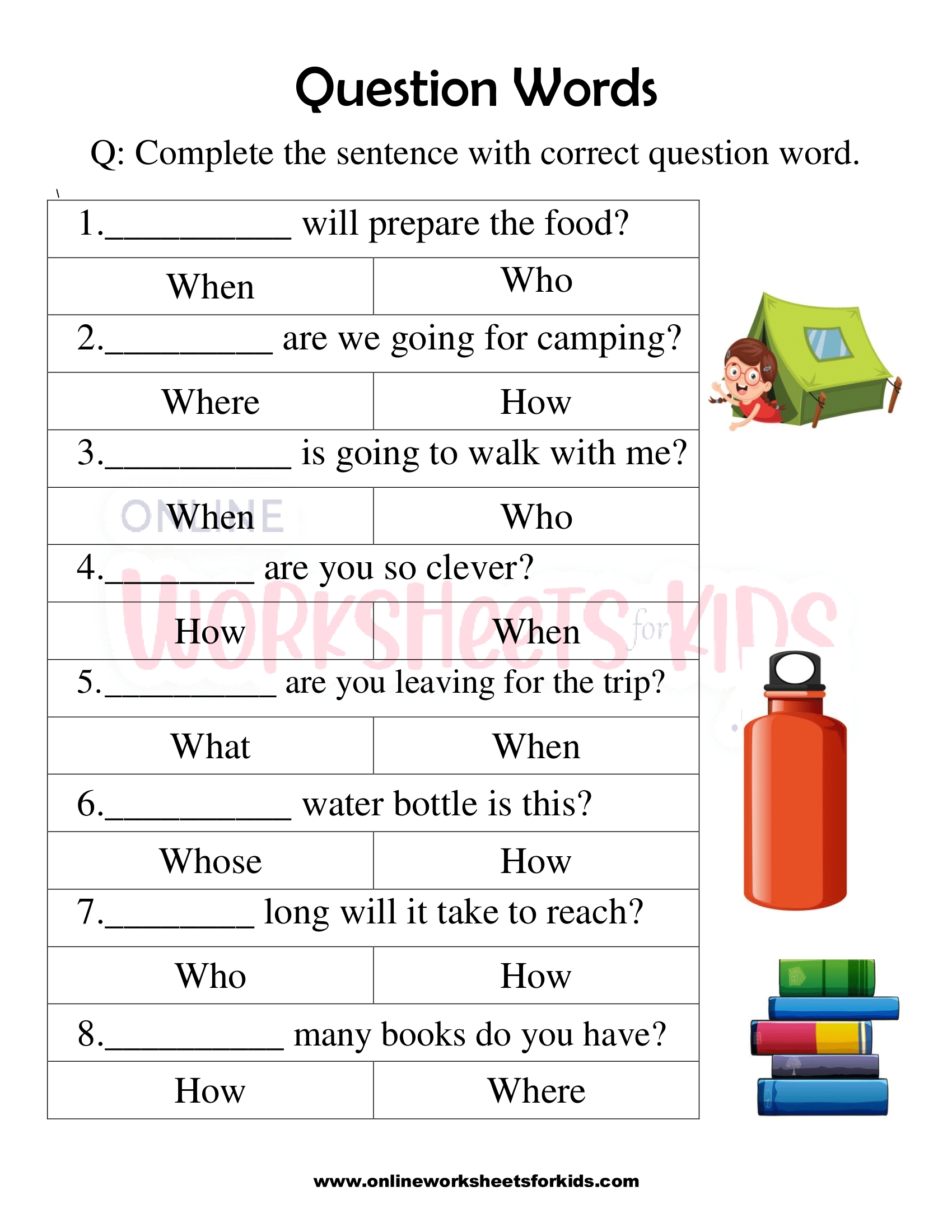 English Unite Question Words Worksheet Worksheets Library