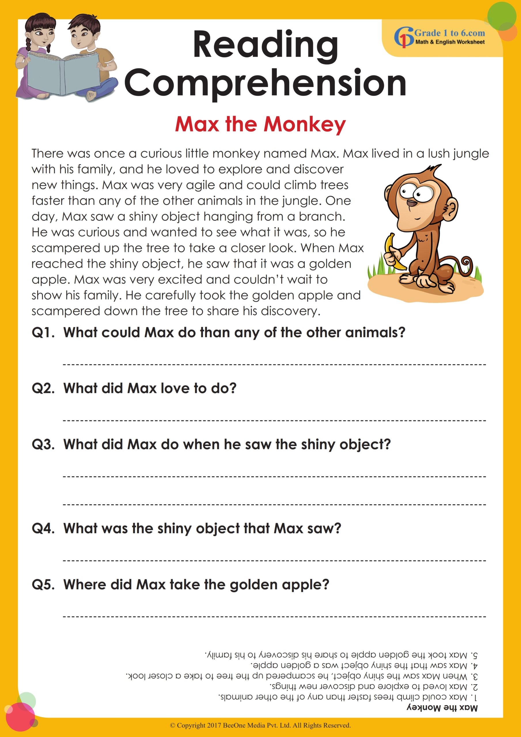 Free Year 6 Reading Comprehension Worksheets