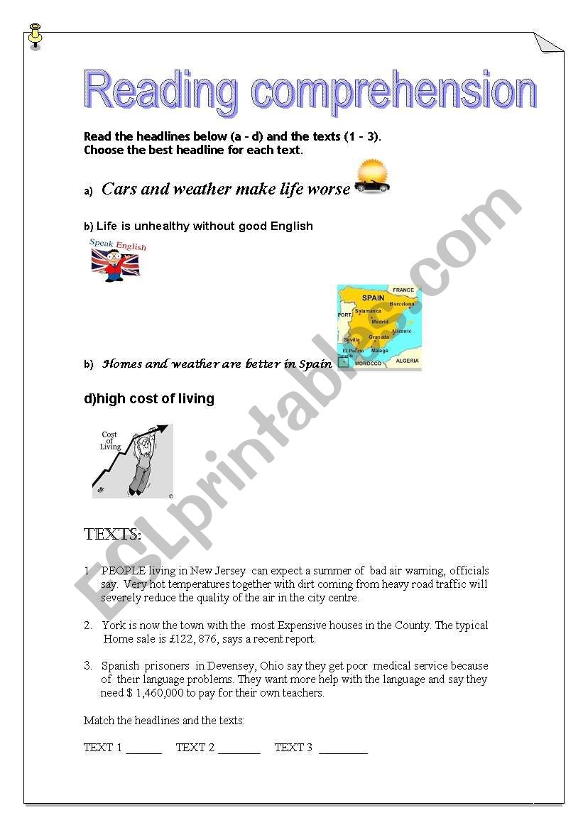 A1 Reading Comprehension Worksheets