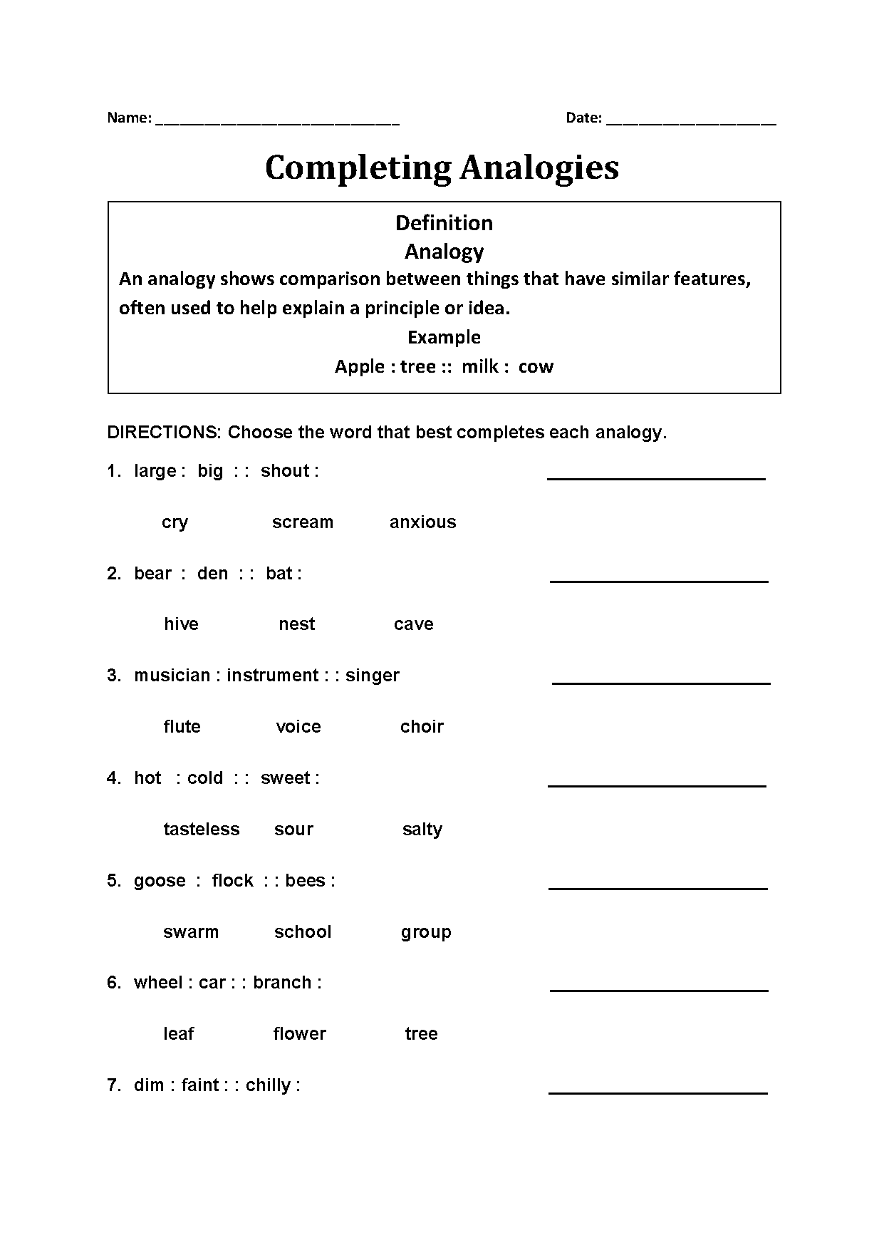 Englishlinx Analogy Worksheets
