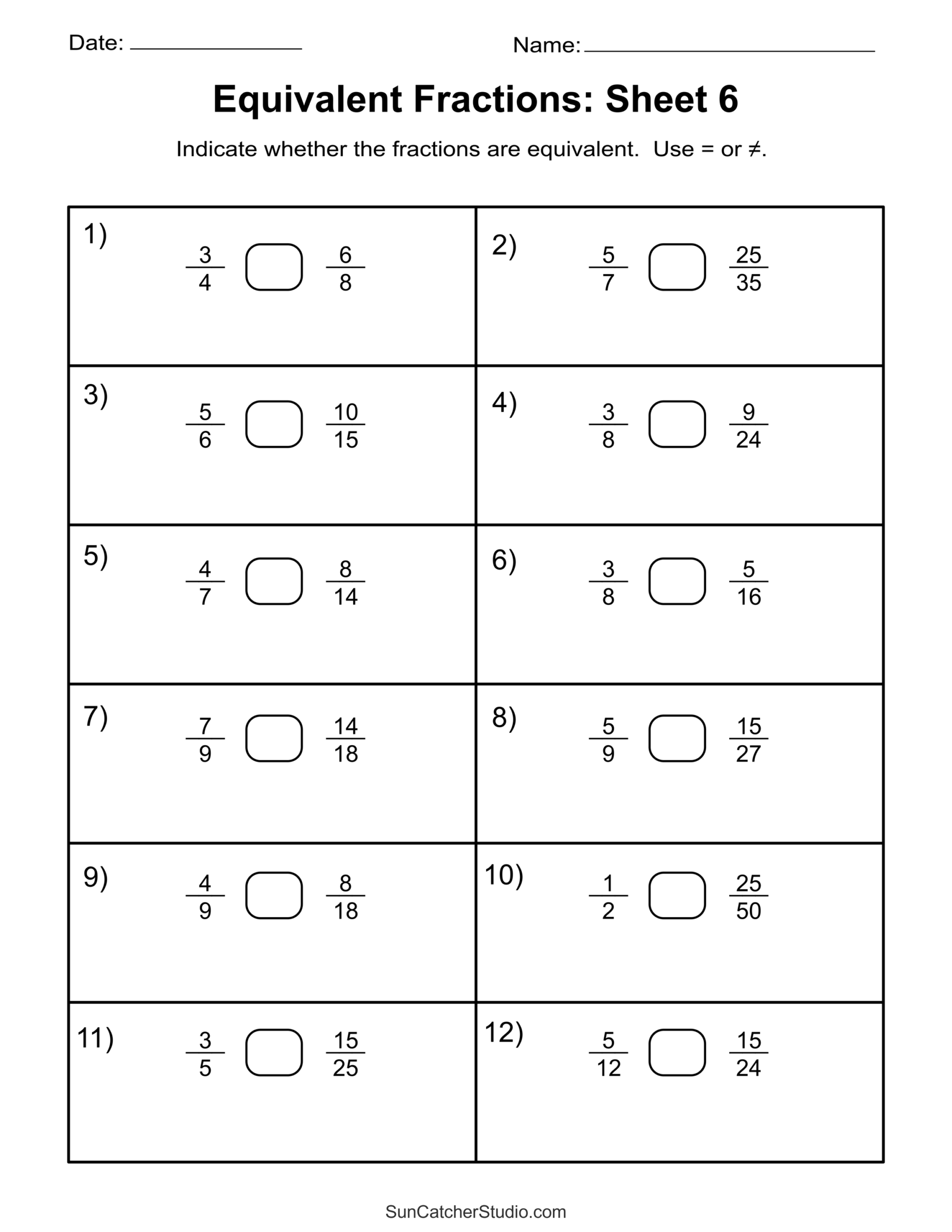 Equivalent Fractions Finding And Writing Equal Fractions Free Printables Monograms Design Tools Patterns U0026 DIY Projects
