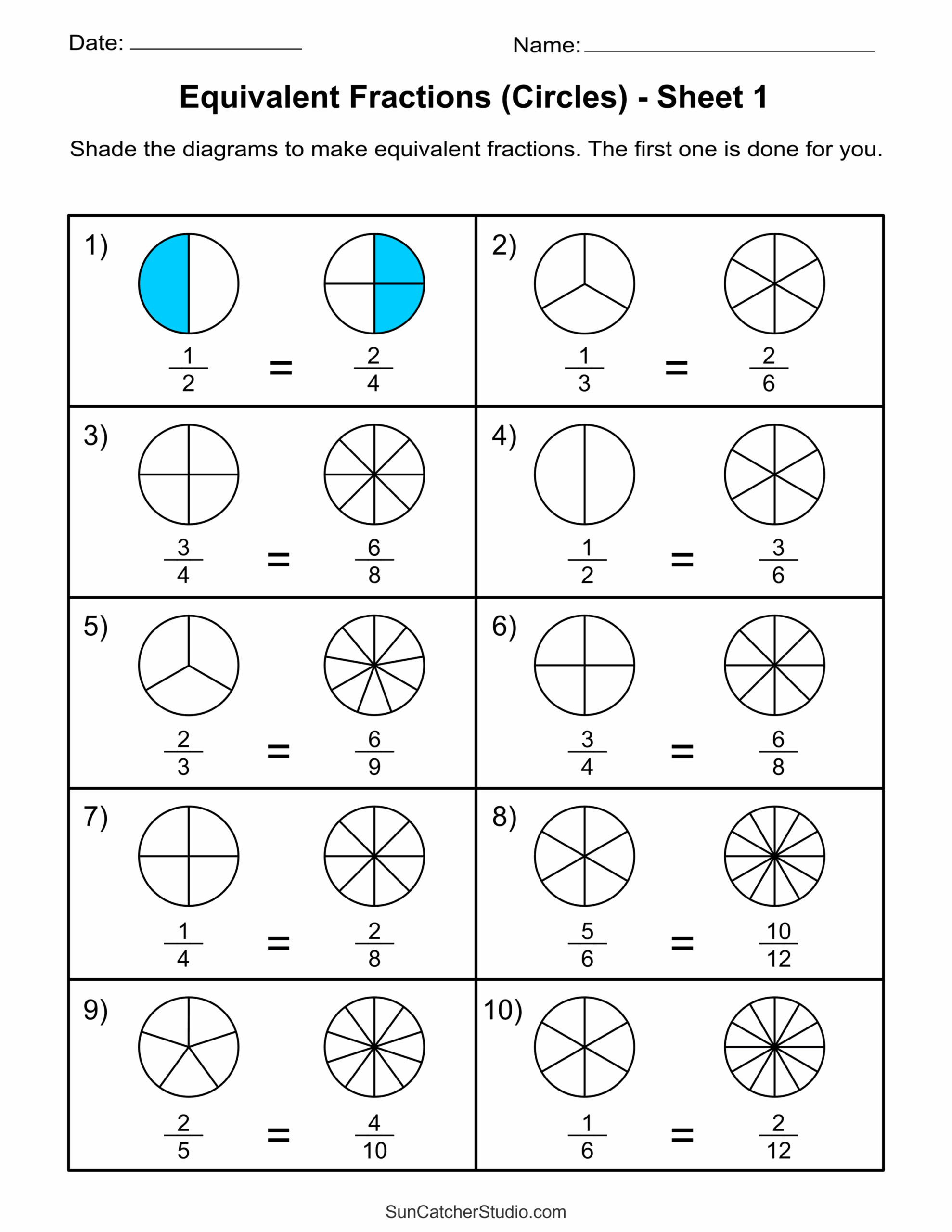 Free Printable Reducing Fractions Worksheets