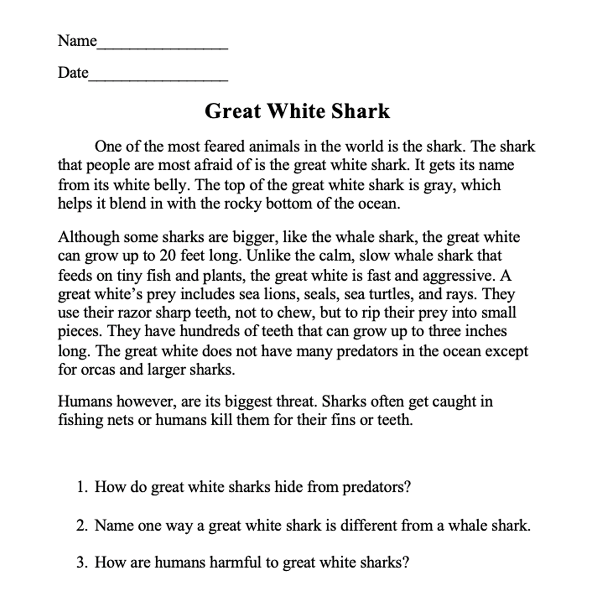 ESL English Second Language Arts Reading Comprehension Short Stories