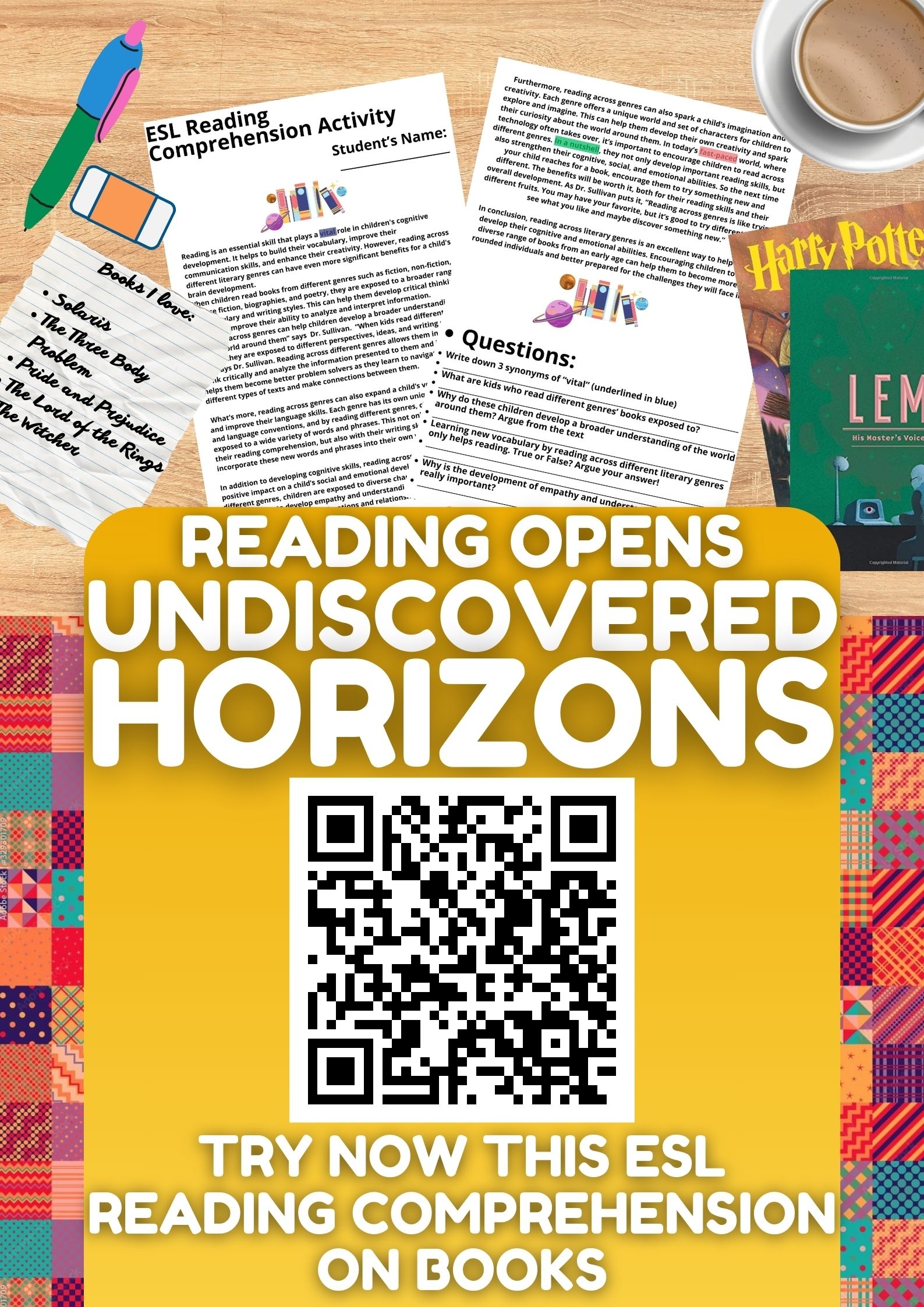 ESL Reading Comprehension Worksheet EFL Activity On Books By Teach Simple