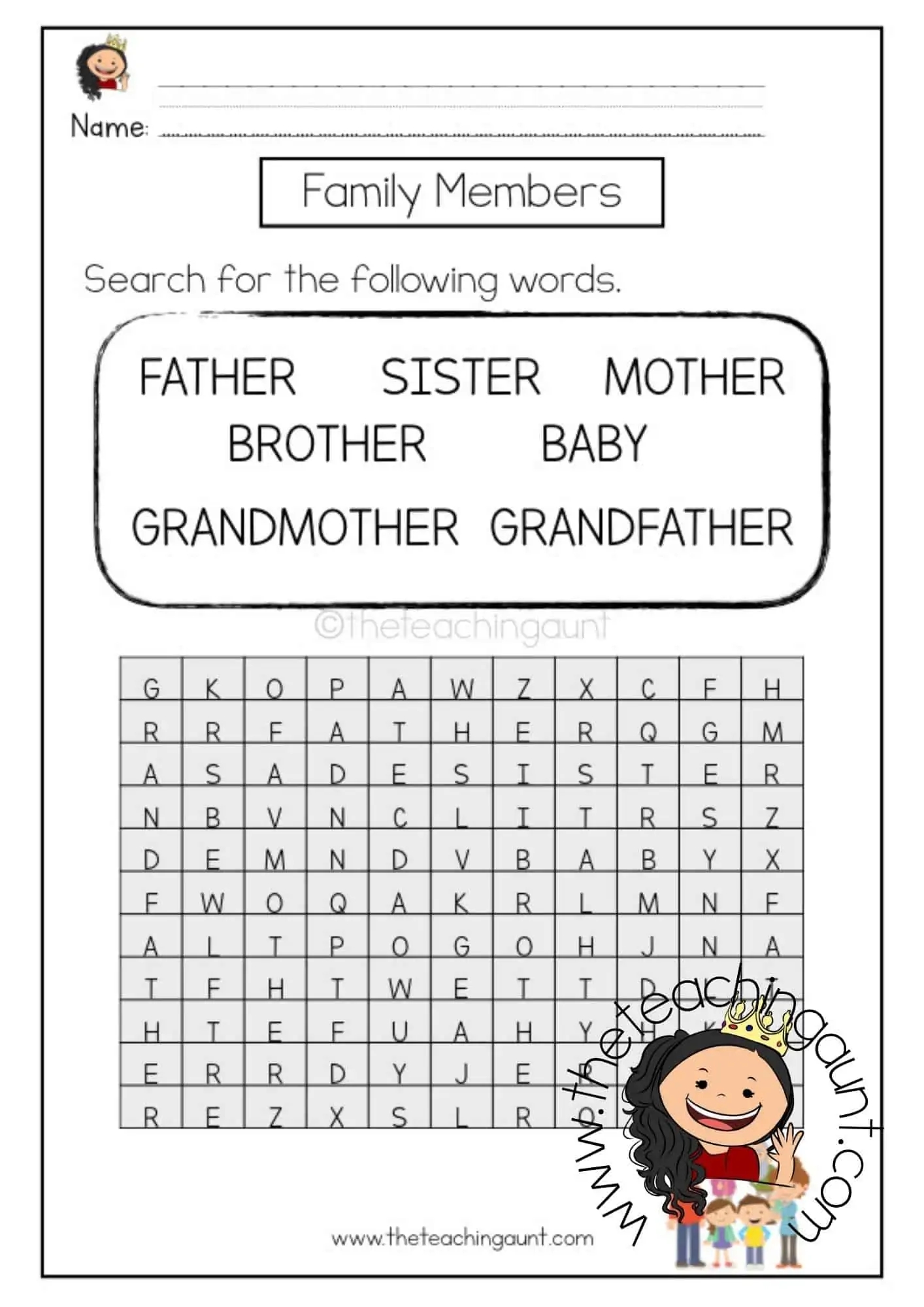 Family Members Worksheets The Teaching Aunt