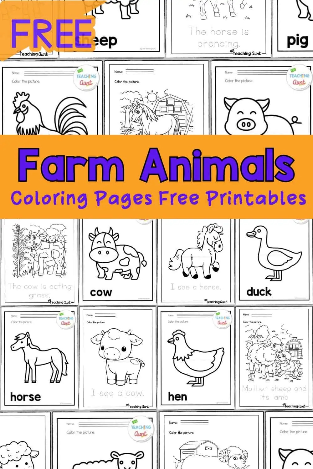 Farm Animals Coloring Pages The Teaching Aunt