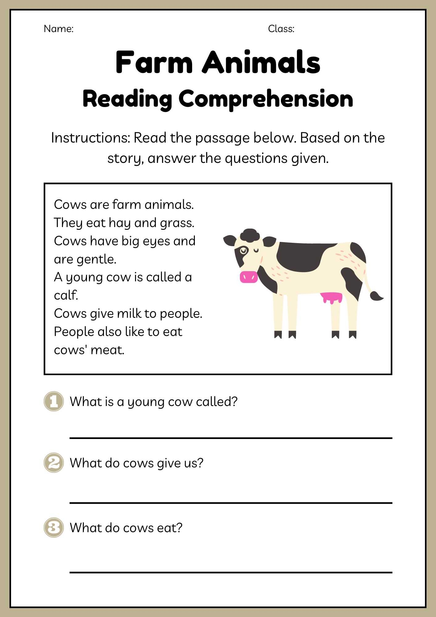 Esl Worksheets Animals Reading Comprehension