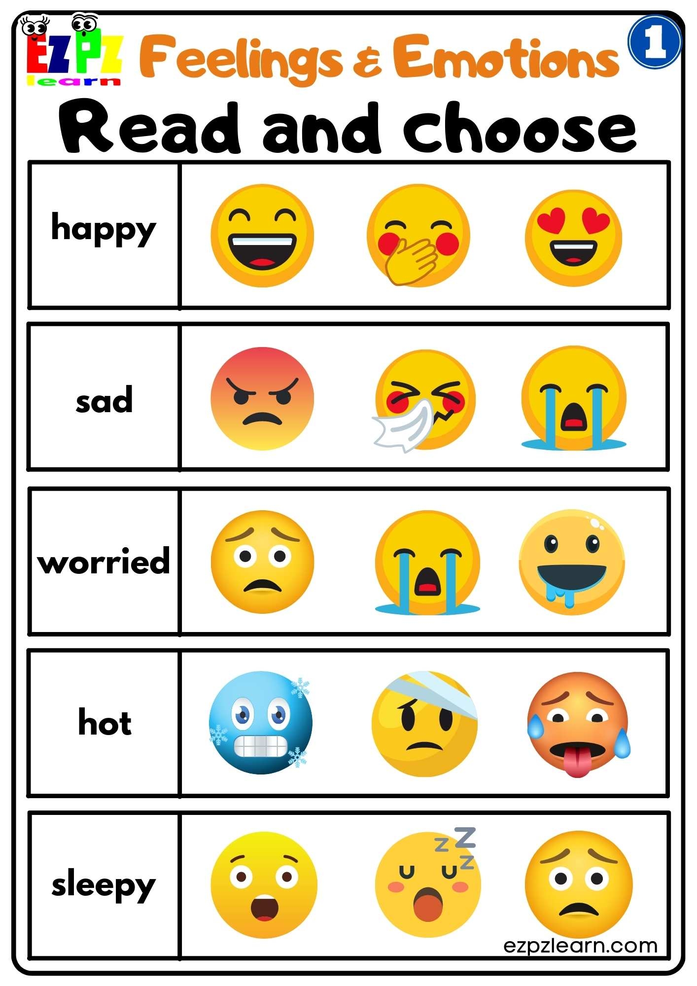 Free Printable Feelings Worksheets Pdf