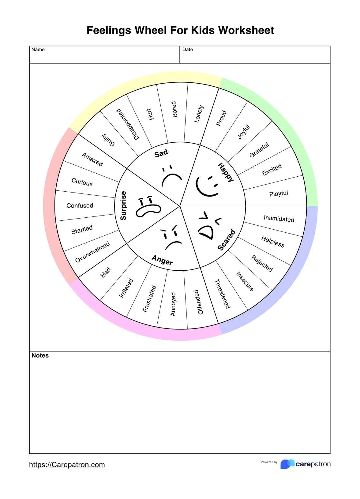 Feelings Wheel For Kids Worksheets U0026 Example Free PDF Download