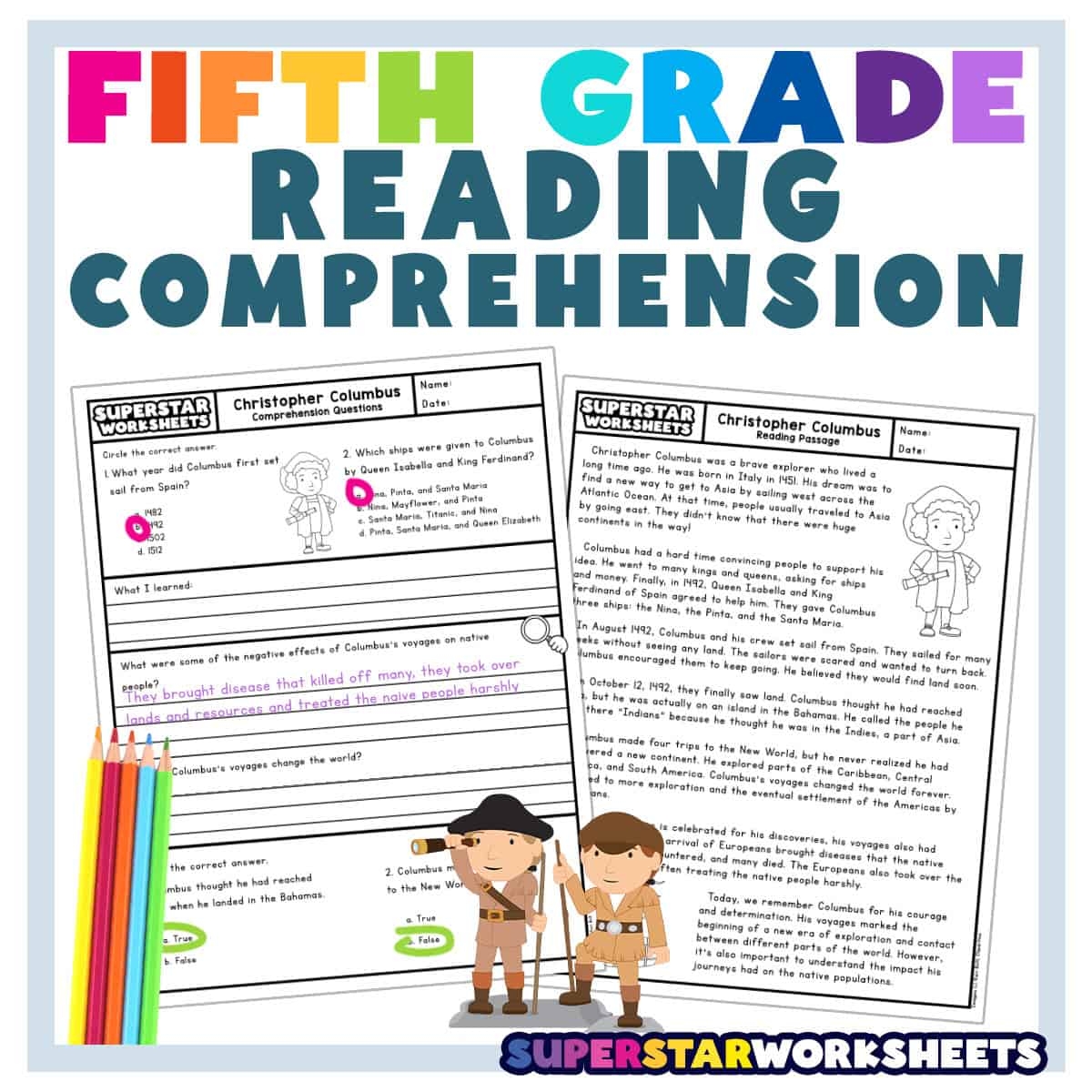 5th Grade Reading Comprehension Worksheets Download