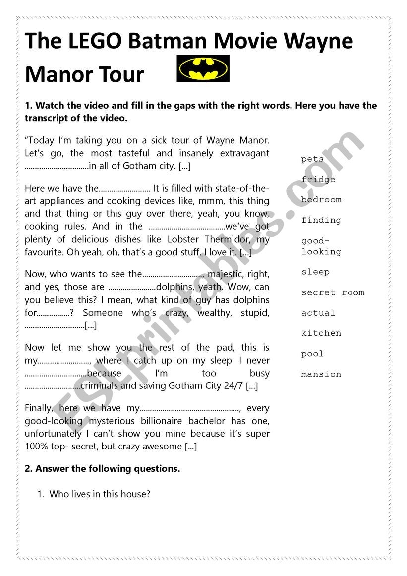Batman Reading Comprehension Worksheet