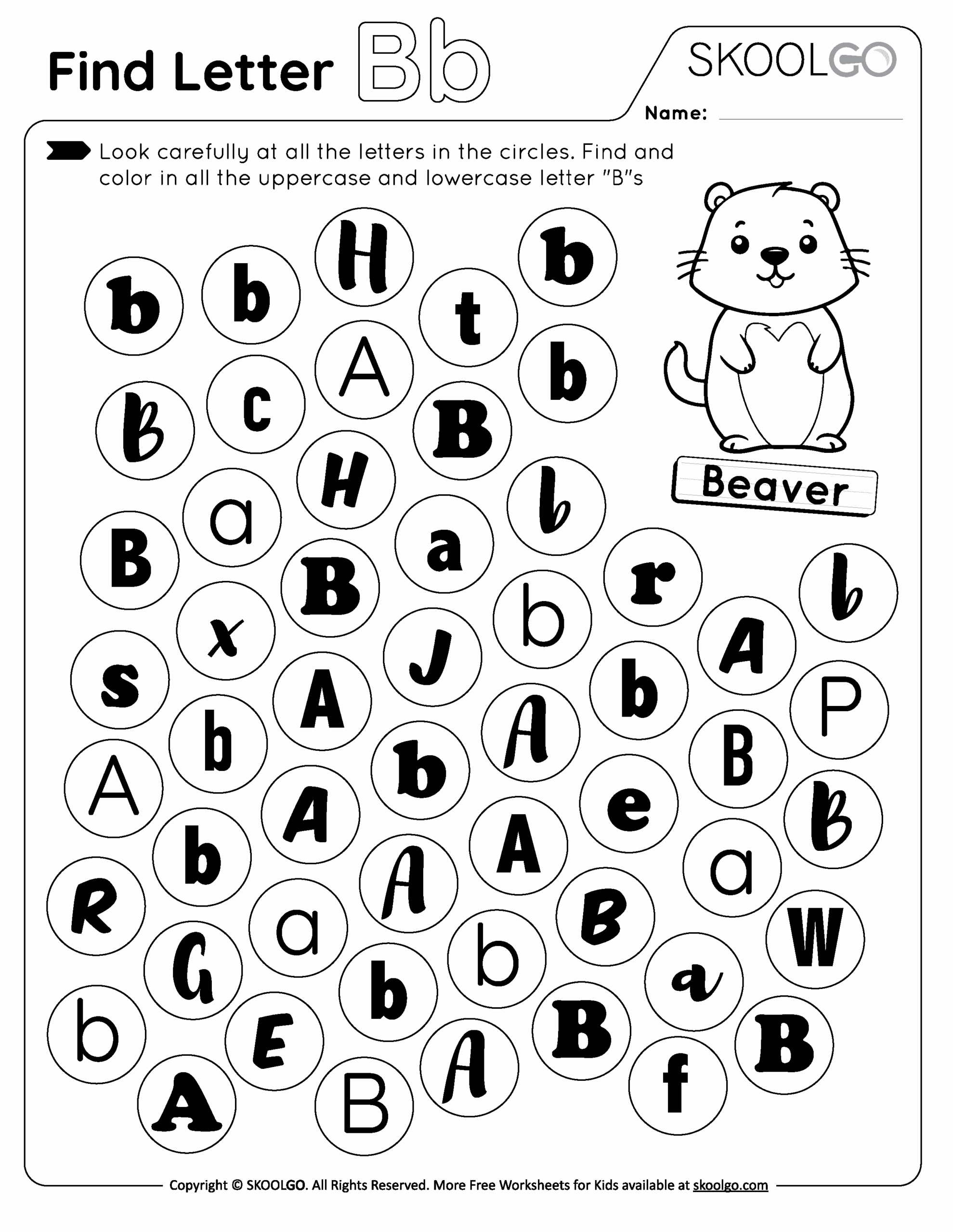 Find Letter B Free Worksheet For Kids SKOOLGO