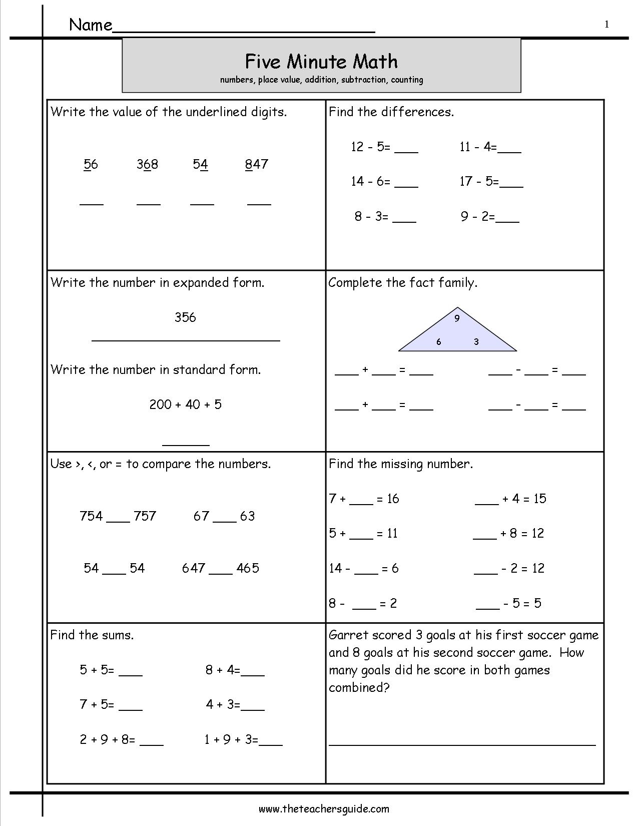 Mad Minute Math Worksheets Printable Free