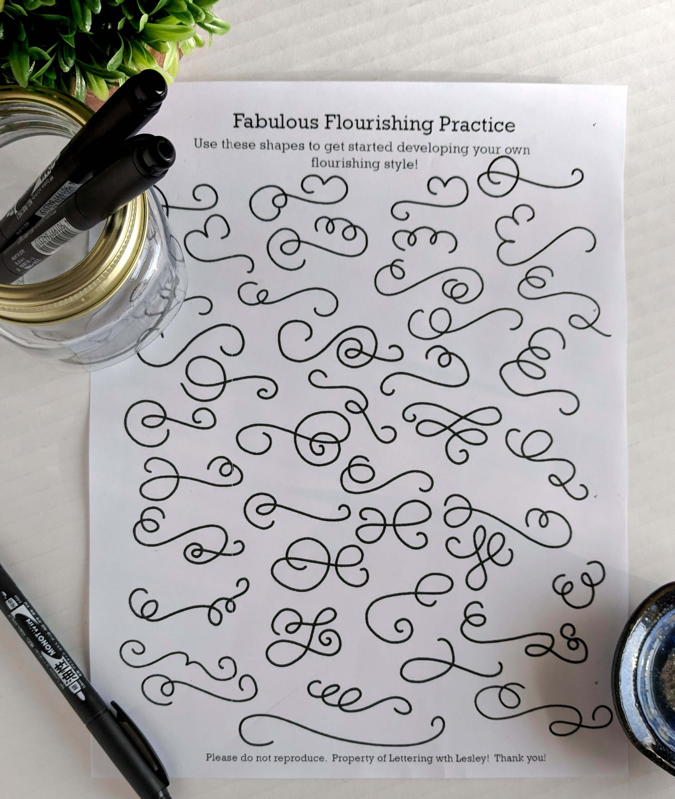 Flourishing Worksheet Lettering With Lesley