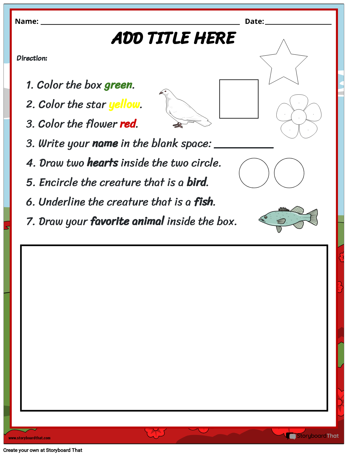 Following Directions Worksheets For Students StoryboardThat