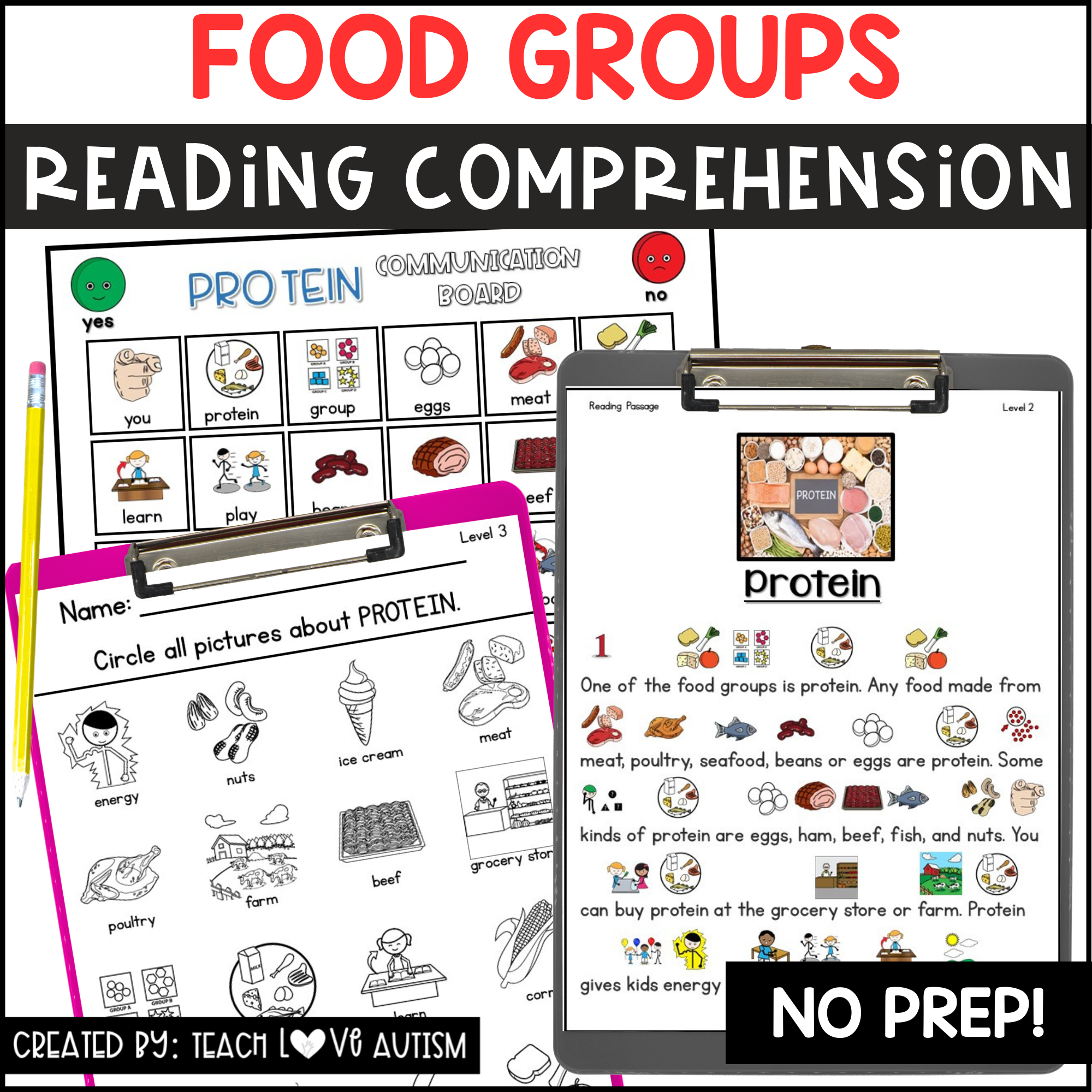 Food Groups Reading Visually Comprehension Mini Bundle Teach Love Autism