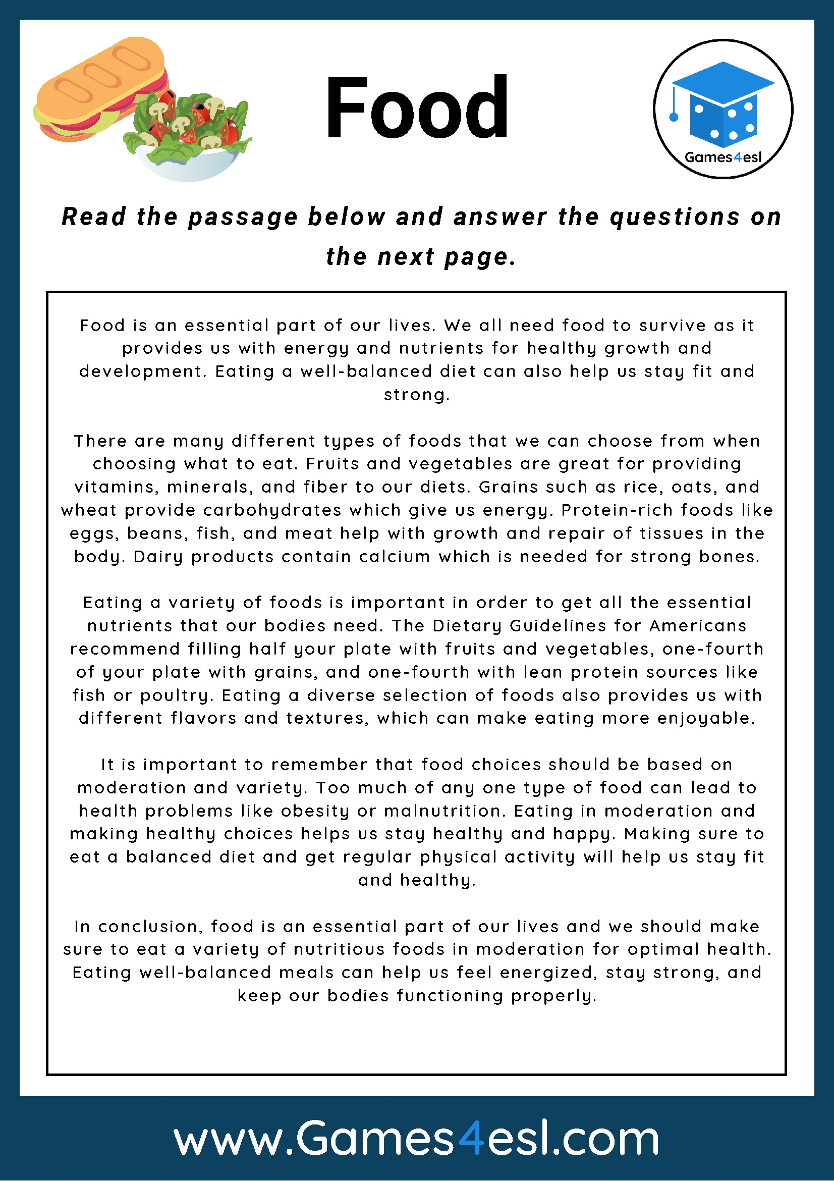 Free Human Body Reading Comprehension Worksheets
