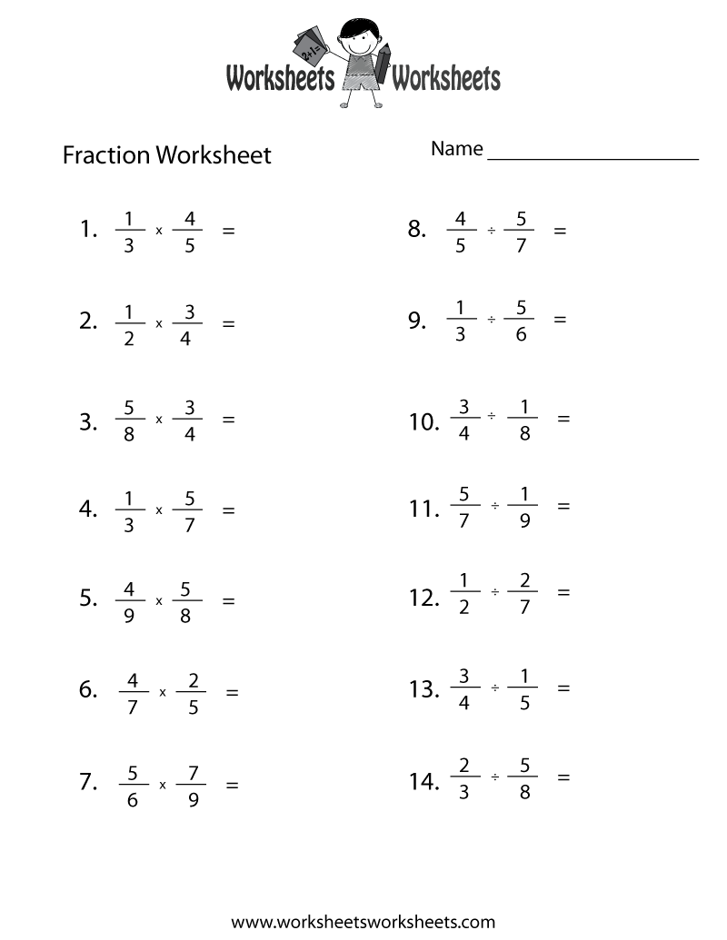 Free Printable Maths Worksheets Fractions