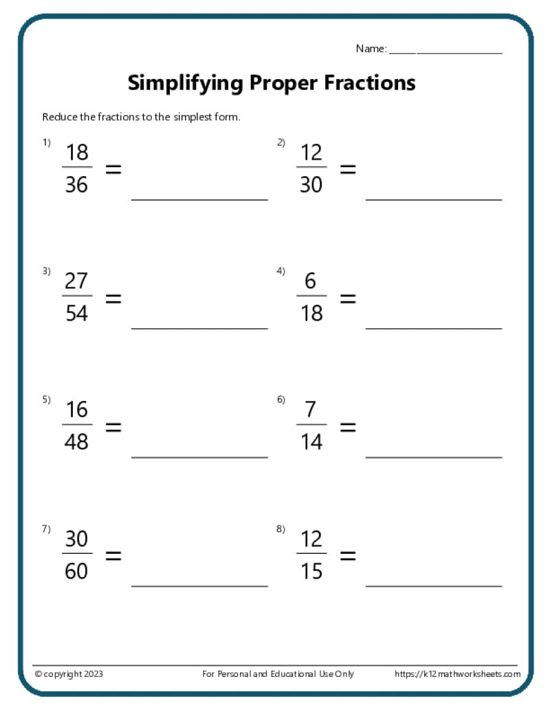 Free Printable Math Worksheets Equivalent Fractions