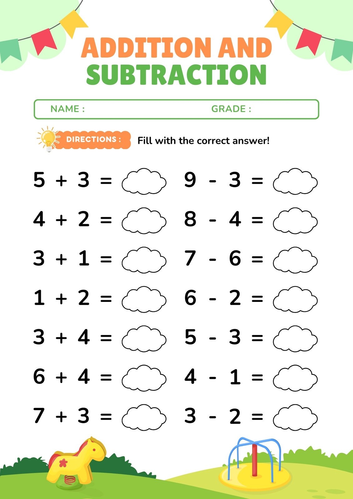 Free 1st Grade Math Worksheet Templates To Customize Canva