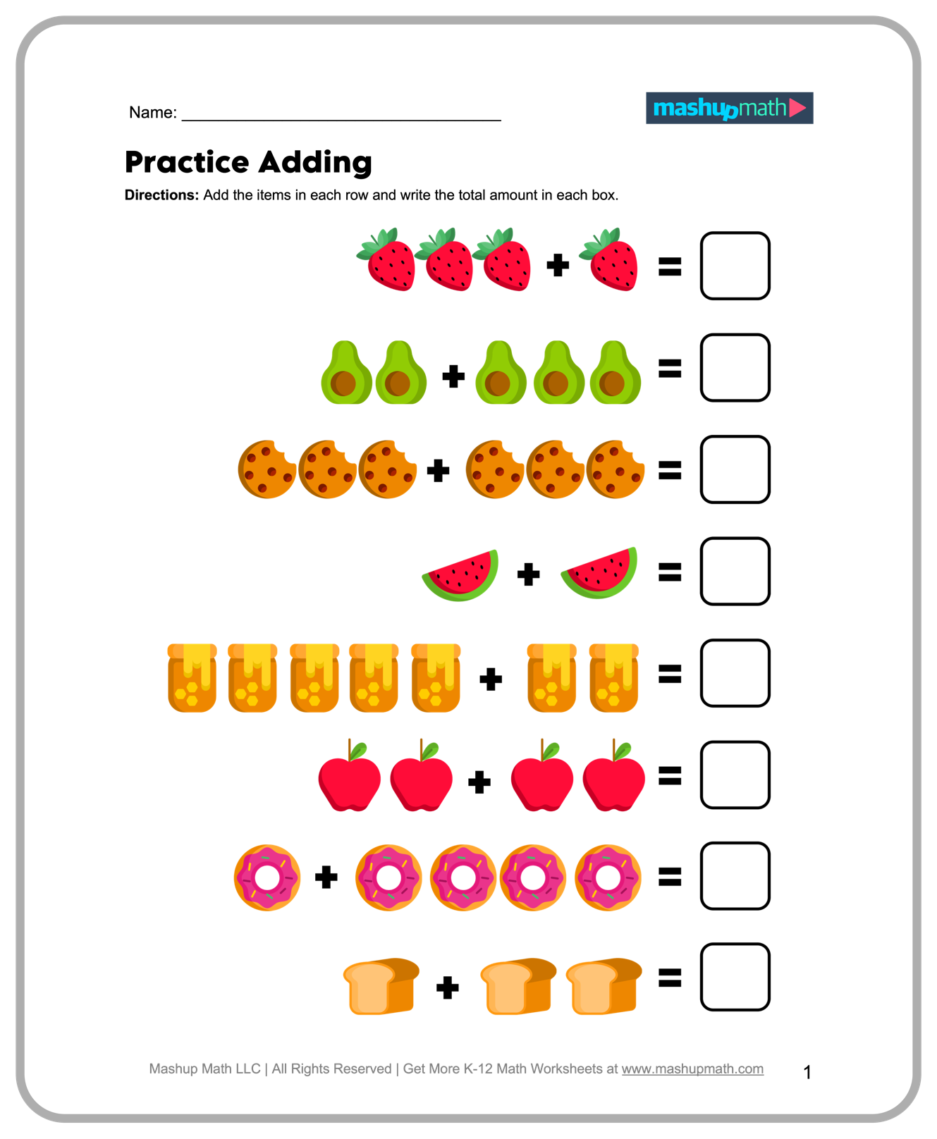 Free Printable 1 Grade Math Worksheets
