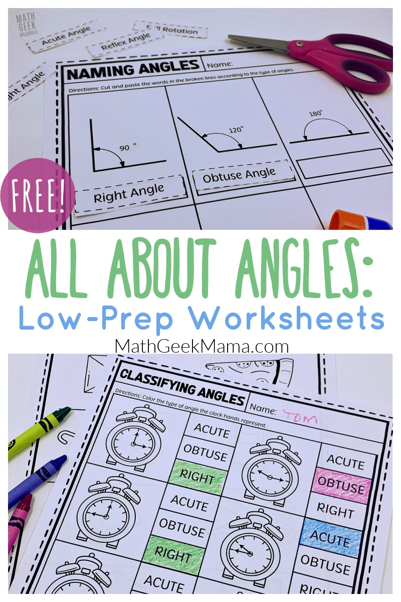 FREE All About Angles Worksheets Classify U0026 Measure Angles Math Geek Mama