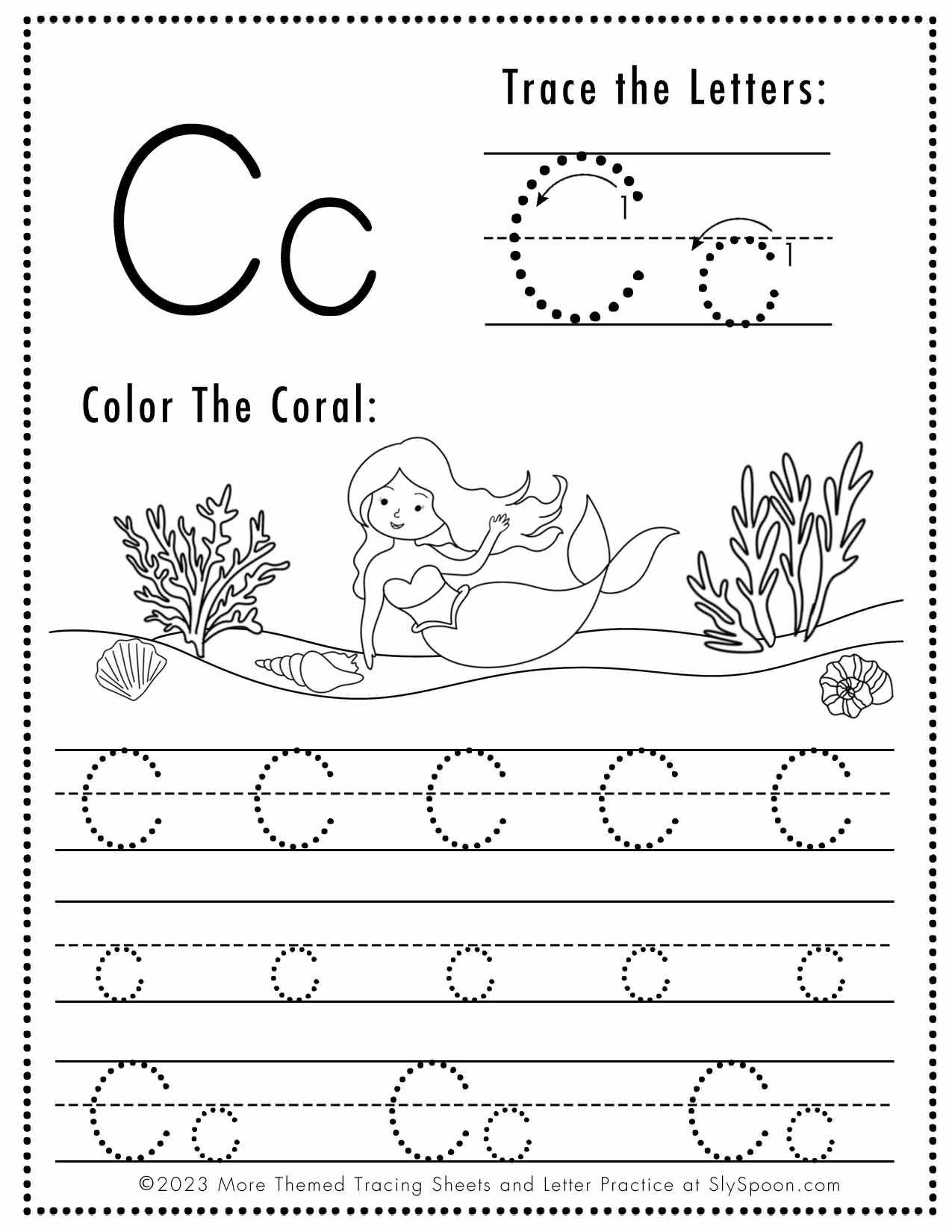 Free Alphabet Do A Dot Printables Worksheets Letter C Mermaid 