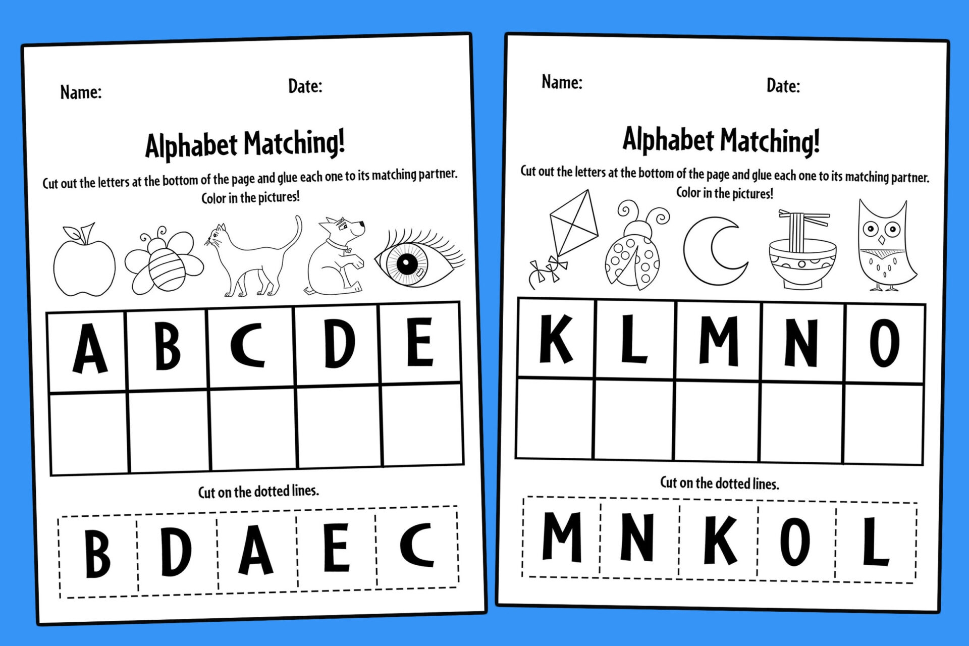 Free Printable Matching Letters Worksheets