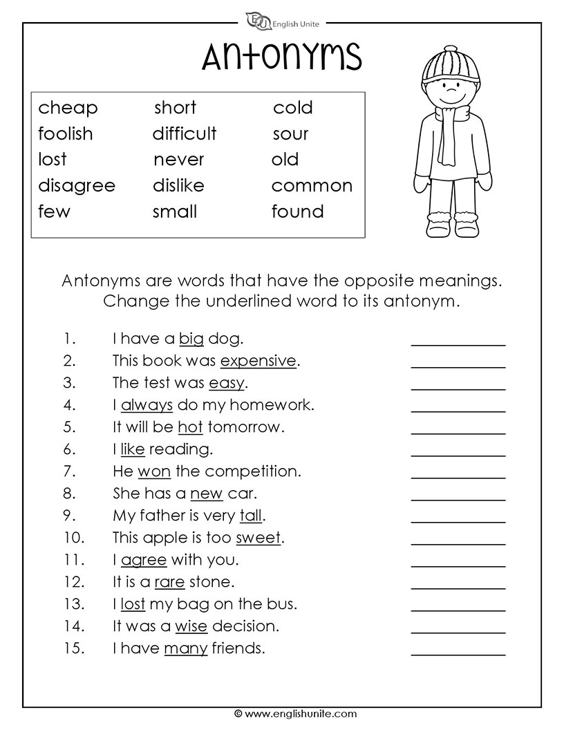 Free Antonyms Printable Worksheet Download Free Antonyms Printable Worksheet Png Images Free Worksheets On Clipart Library