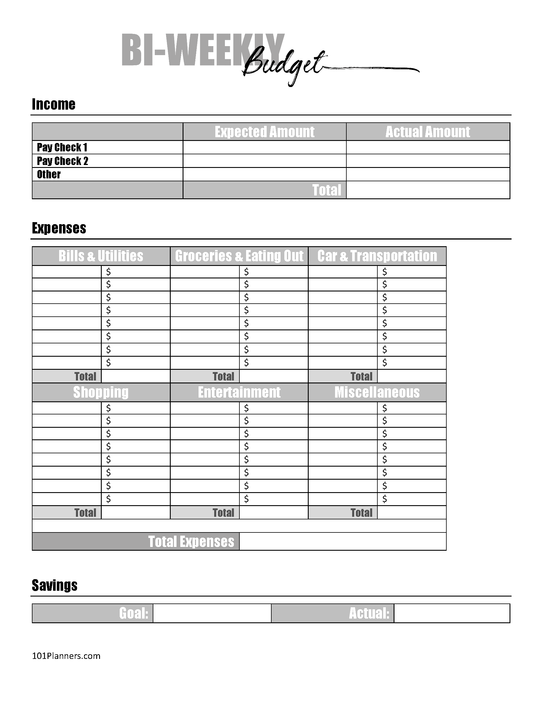 Free Printable Printable Budget Worksheet Pdf