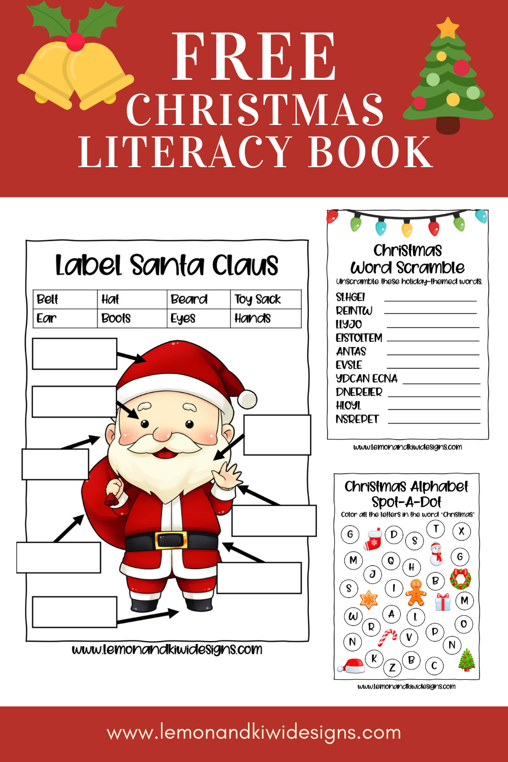 Free Christmas Literacy Printable Activity Book Lemon And Kiwi Designs