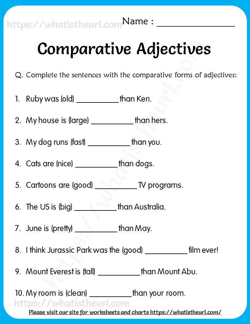 Free Comparative Adjectives Worksheet Download Free Comparative Adjectives Worksheet Png Images Free Worksheets On Clipart Library