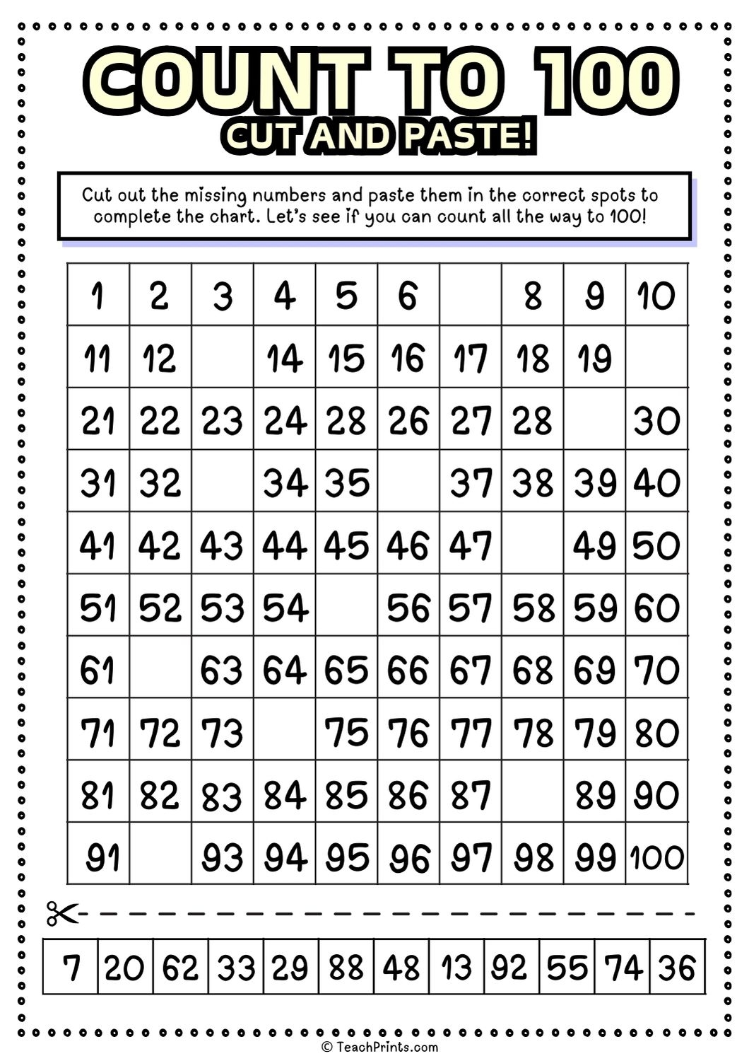 Free Count To 100 Worksheets Teach Prints