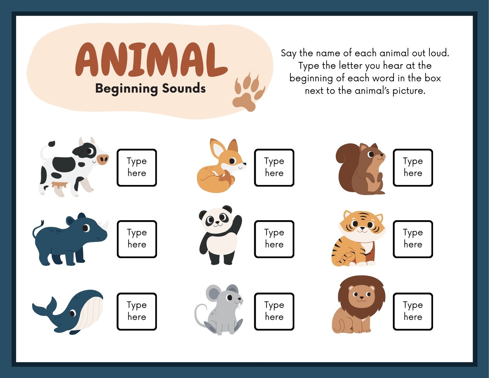 Free Printable Worksheets Animal Sounds
