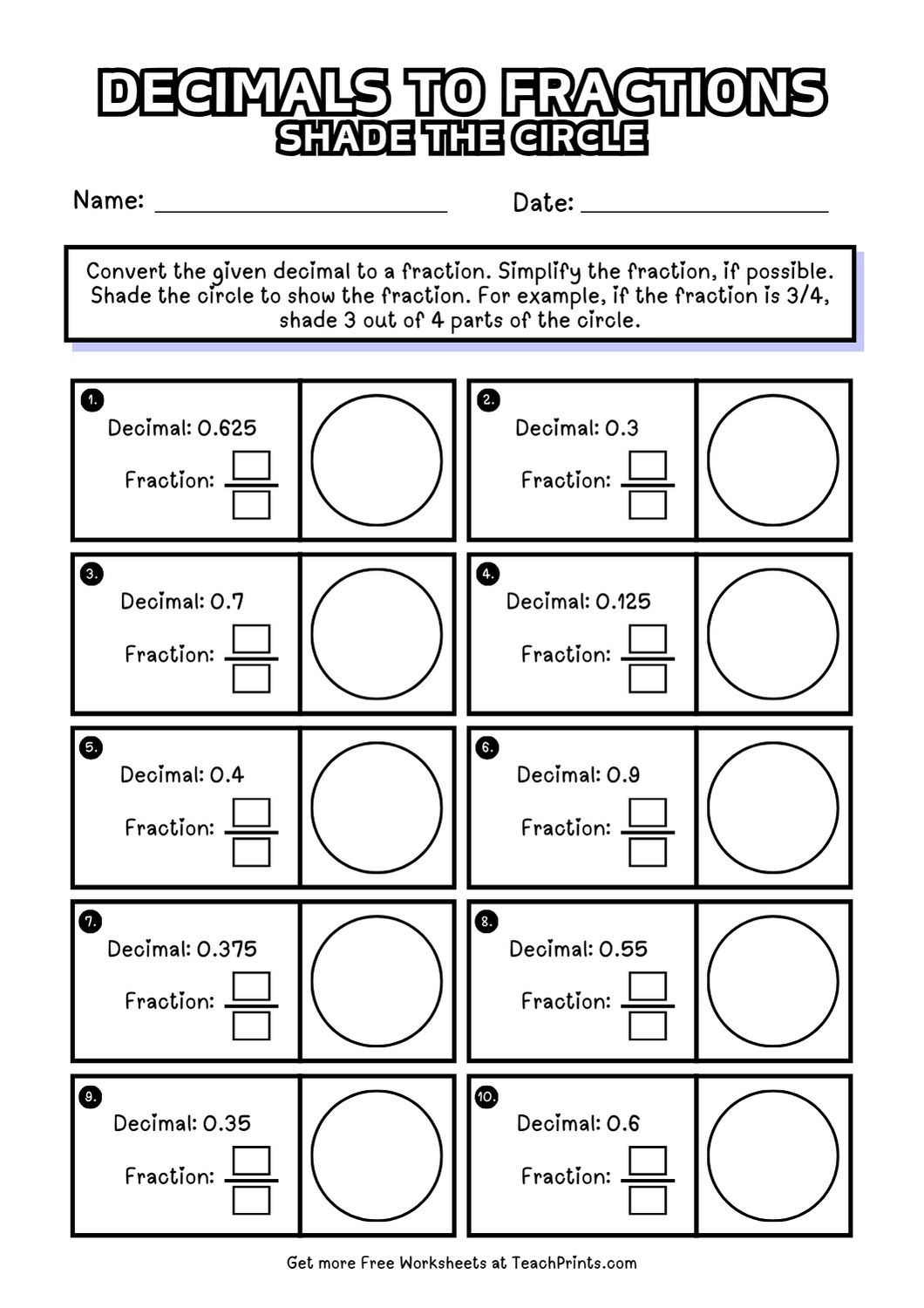 Fractions Worksheets Free Printables Grade 5