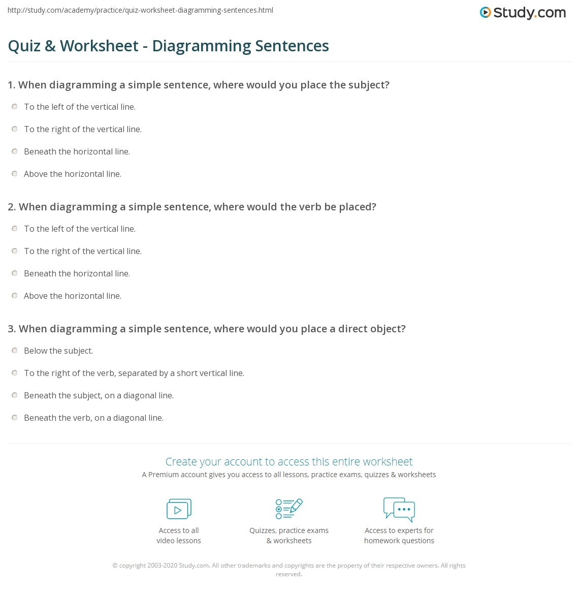 Free Printable Diagramming Sentences Worksheets
