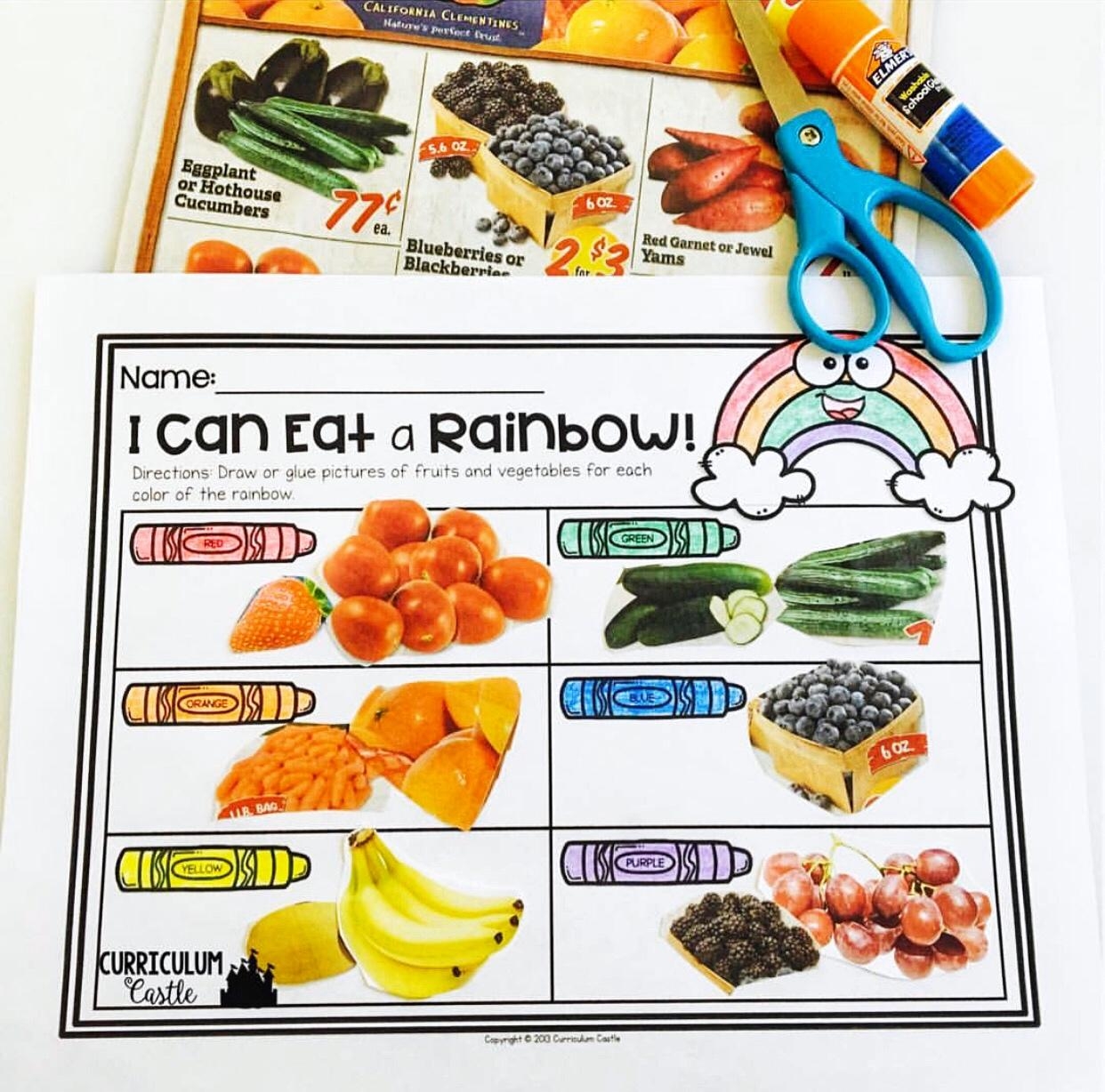 FREE Eat A Rainbow Nutrition Activity For Kids CURRICULUM CASTLE