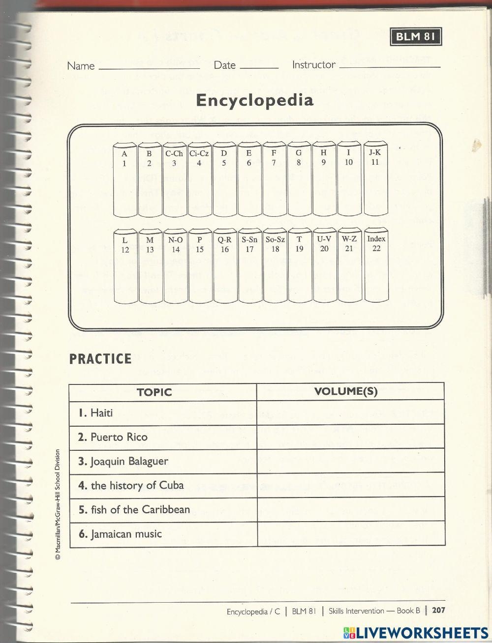 Free Encyclopedia Worksheet Download Free Encyclopedia Worksheet 