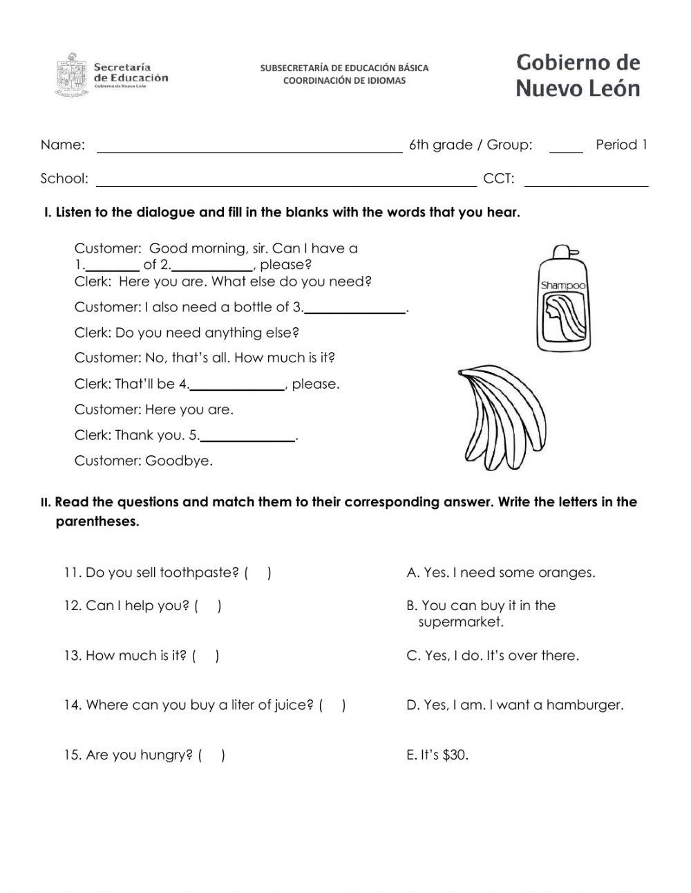 Grade 6 English Worksheets Printable Free