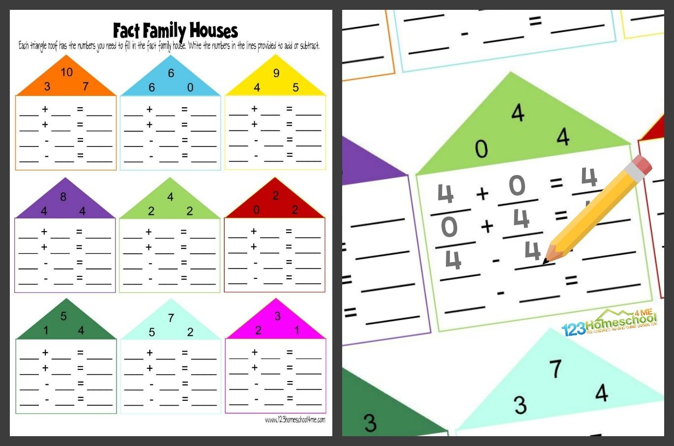 Free Printable Family Of Facts Worksheets