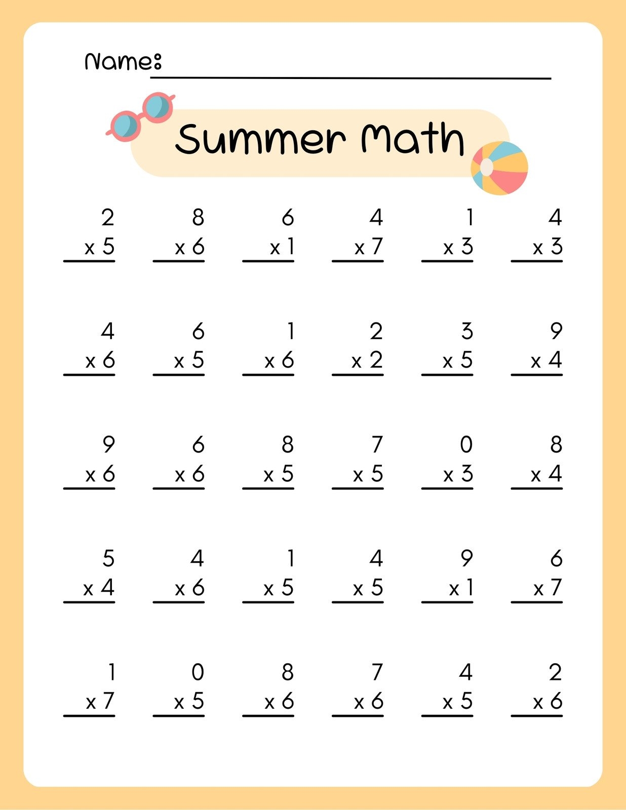 Free Printable Beginner Multiplication Worksheets