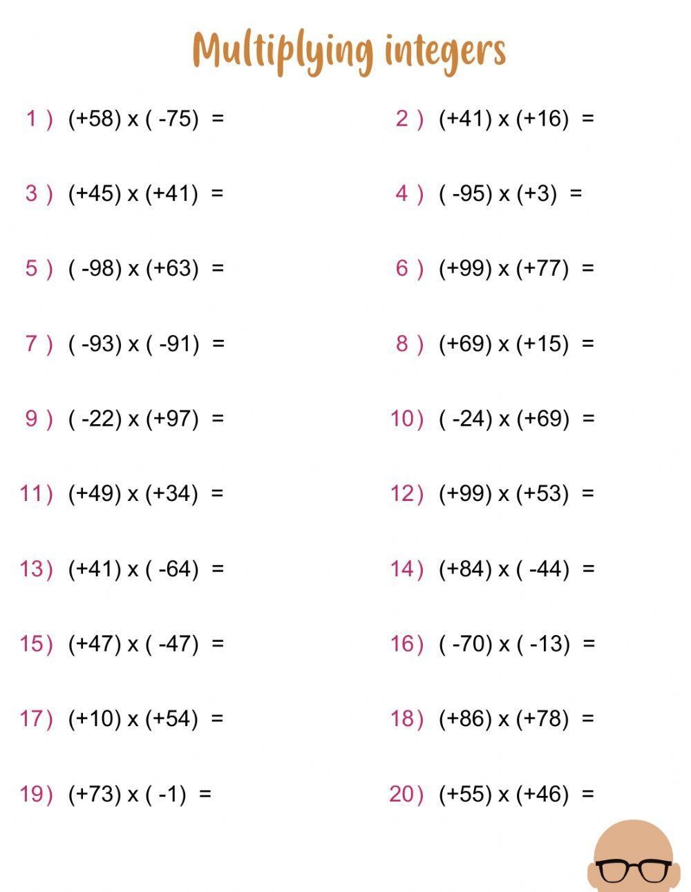 Free Multiplying Dividing Integers Worksheet Download Free Multiplying Dividing Integers Worksheet Png Images Free Worksheets On Clipart Library