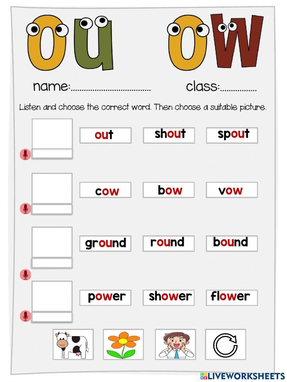 Free Ou Ow Worksheet Download Free Ou Ow Worksheet Png Images Free Worksheets On Clipart Library